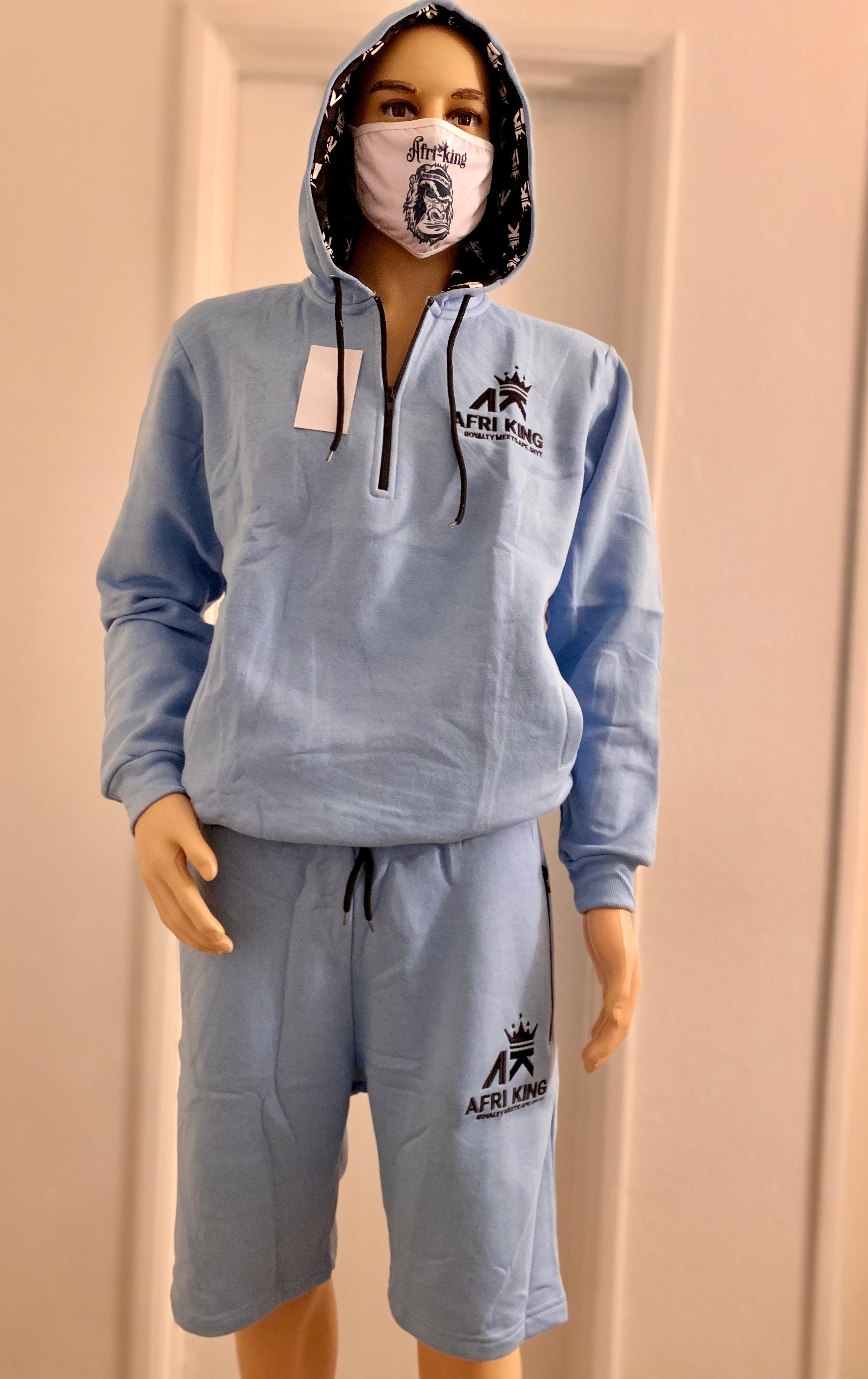 SKY BLUE HOODIE SHORT