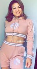 CROP TOP SHORT HOODIE SET