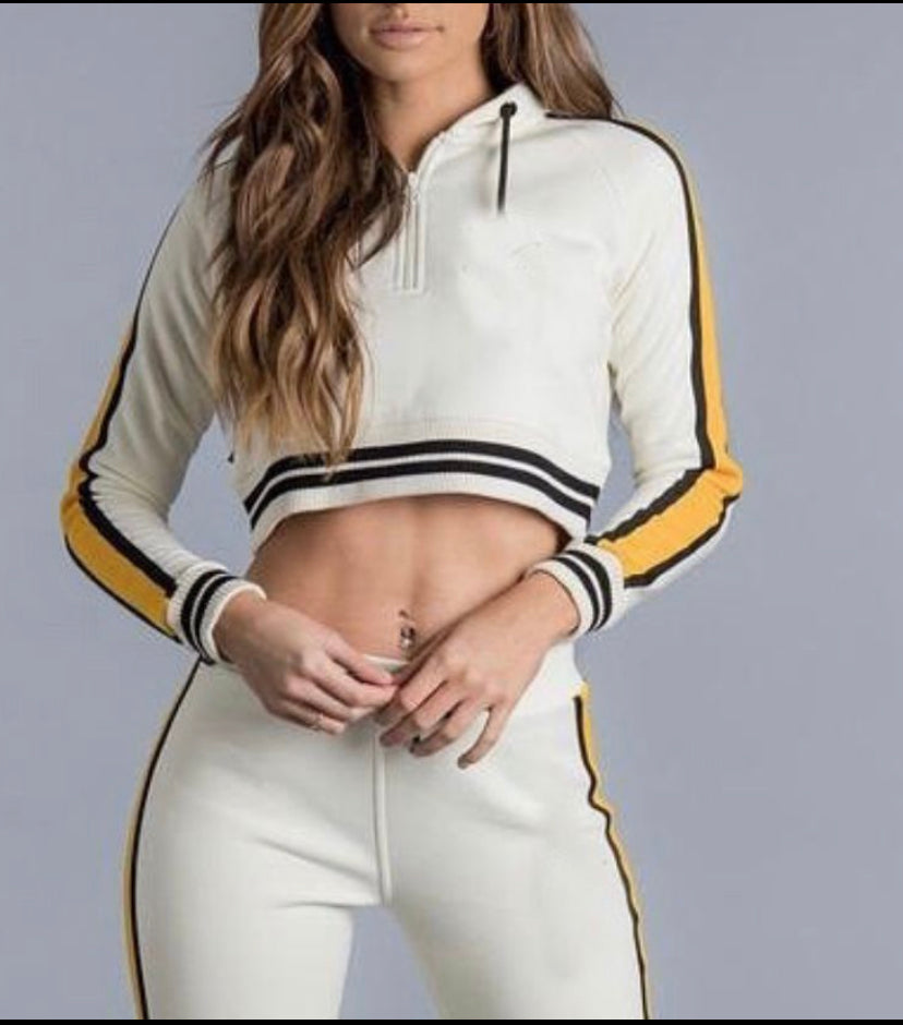 CROP TOP LONG HOODIE SET